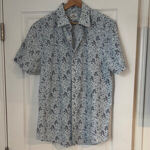 Ben Sherman Blue Floral Short Sleeve Shirt